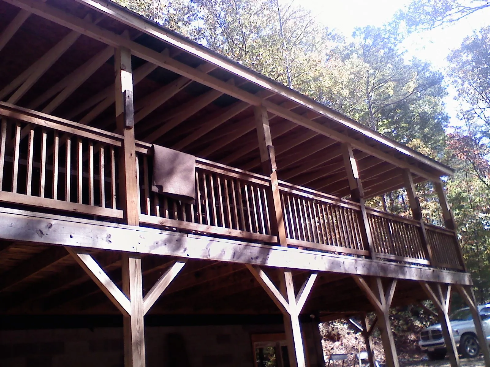 Timber framing under a new elevated porch and deck — Roof Leak Repair in Royersford by Roofing Brothers